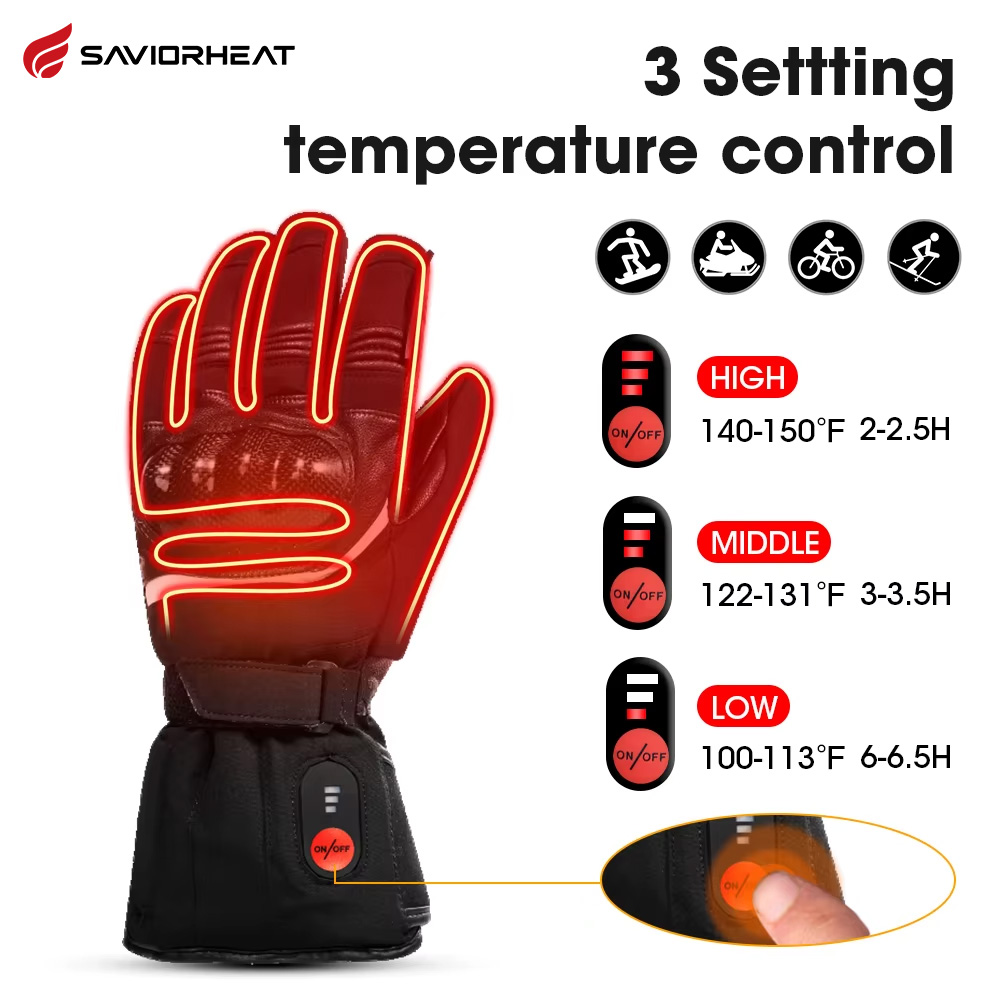 Heat Resistant Glove - 救世主-加熱されたオートバイ用手袋,100% 防水,自転車用,加熱されたウォーマー,手関節,革