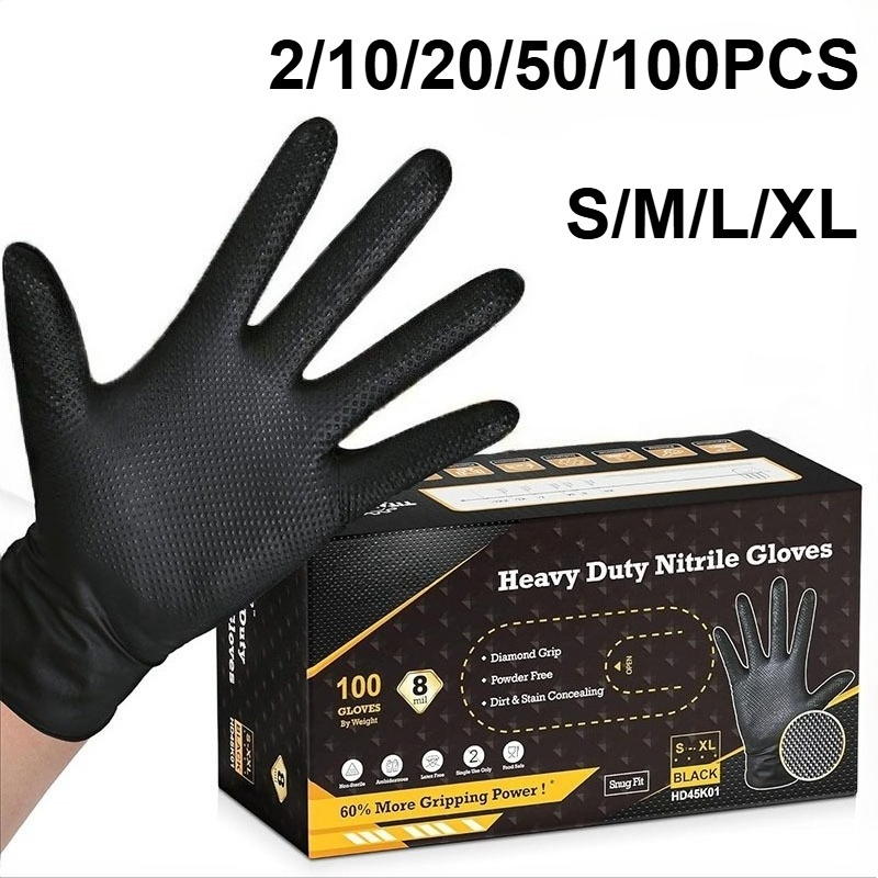 2-100個 8ミルの頑丈な工業用黒ニトリル手袋、隆起したダ - Nitrile Mechanic Glove のレビューと価格