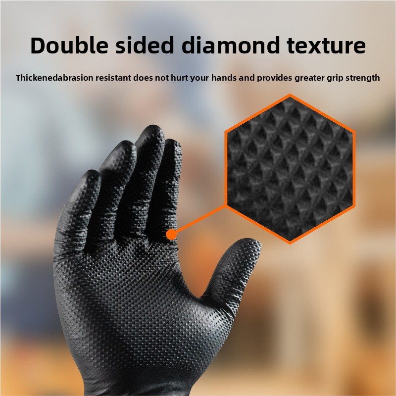 ヘビーデューティーダイヤモンドパターンニトリルグローブ 厚手 - Nitrile Mechanic Glove のレビューと価格