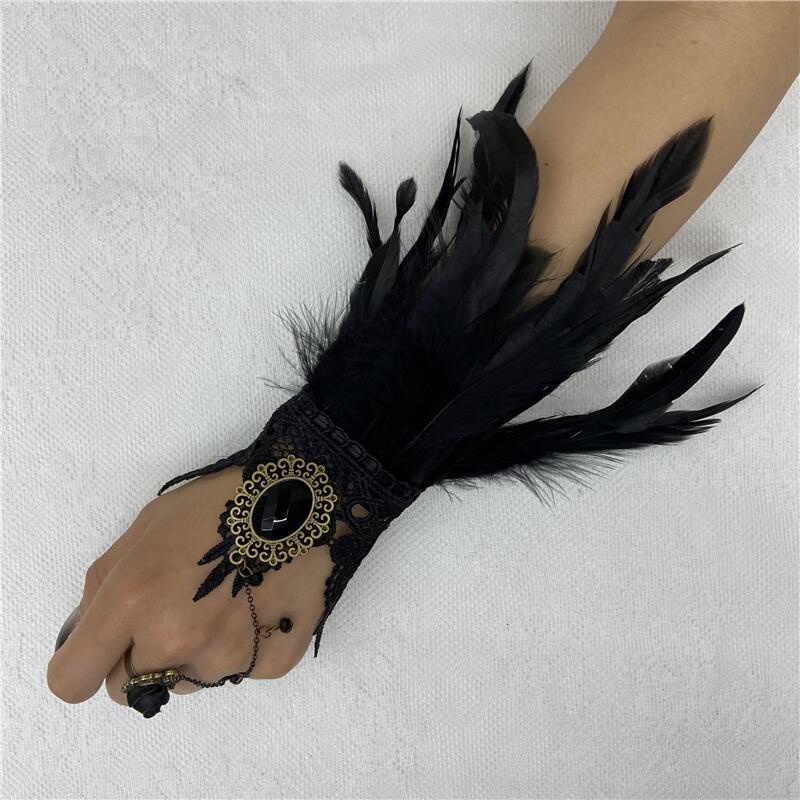 ハロウィーンのフェザーグローブ,指なし,ミトン,ゴシックスタ - Motorcycle Glove Knuckle のレビューと価格