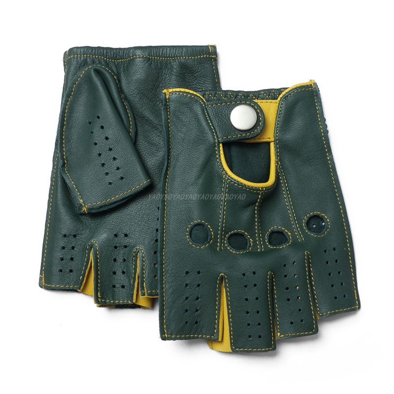 高品質 2026 新しいハーフフェインガー男性本革手袋ヤギ革 - Leather Driving Glove のレビューと価格
